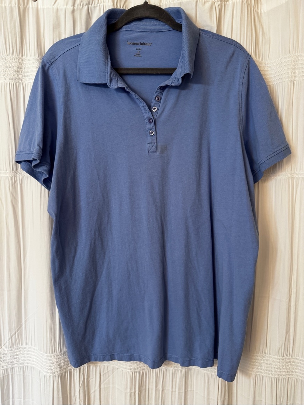 Woman Within Blue Short-Sleeve Polo Tee